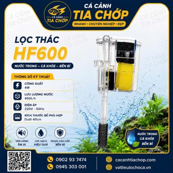 LỌC THÁC COCO HF-600 – LỌC TREO HỒ CÁ, HỒ THỦY SINH NHỎ GỌN, TIẾT KIỆM ĐIỆN
