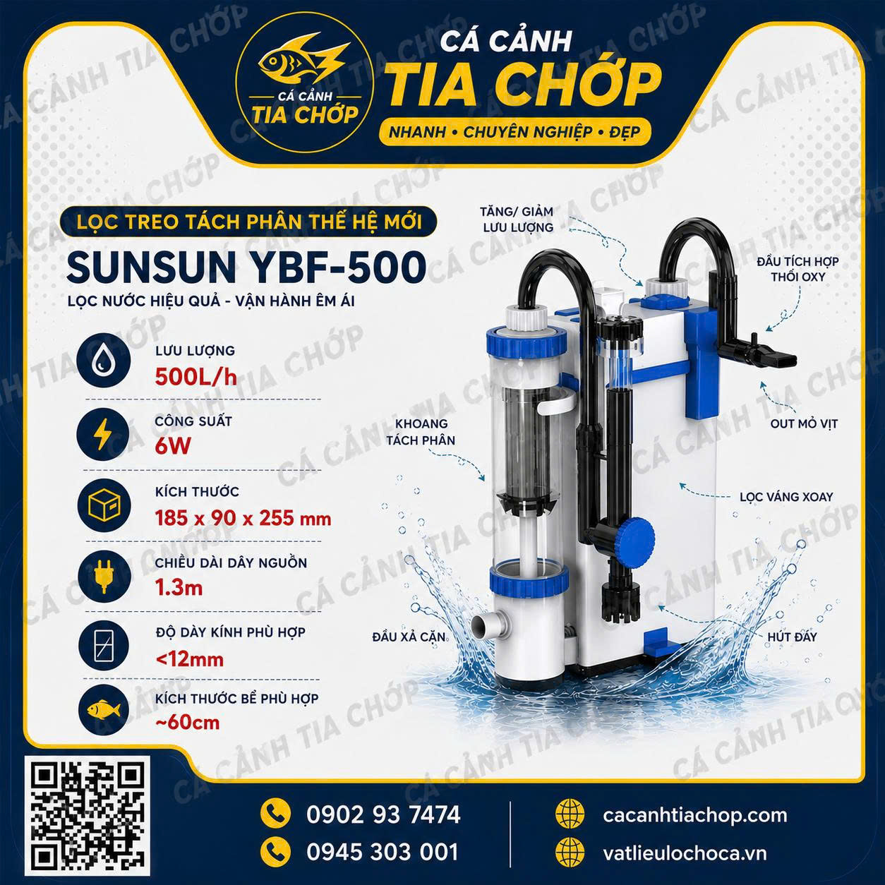 LỌC TÁCH PHÂN YBF-500 SUNSUN – GIẢI PHÁP LỌC GỌN, HỖ TRỢ GIỮ HỒ CÁ SẠCH HƠN
