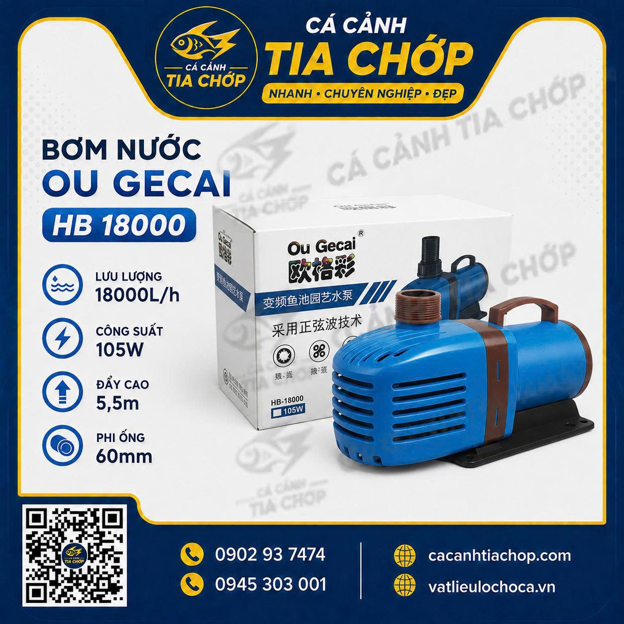MÁY BƠM NƯỚC GECAI HB 18000 – GIẢI PHÁP TUẦN HOÀN NƯỚC MẠNH MẼ CHO HỒ CÁ VÀ HỒ KOI