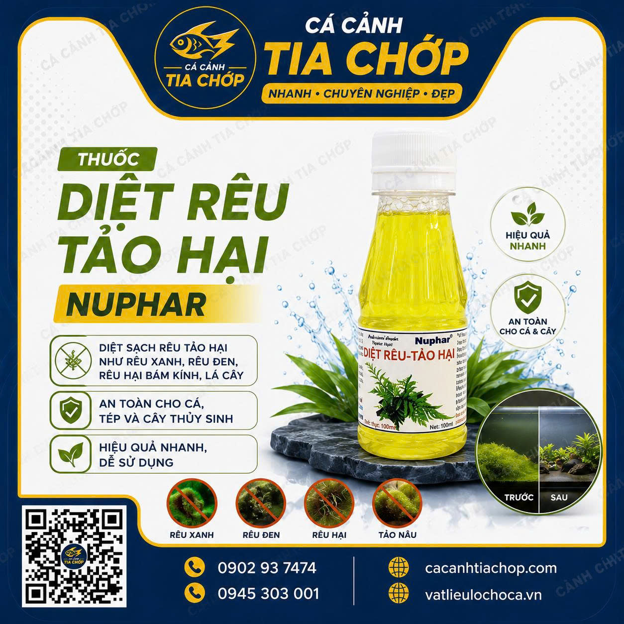 Diệt Rêu Tảo Hại NUPHAR – Chai Vàng
